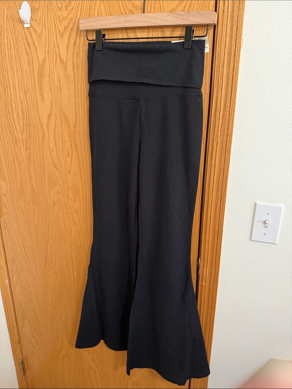 aerie (Short length) Black Fold-Over Flare Yoga Pants